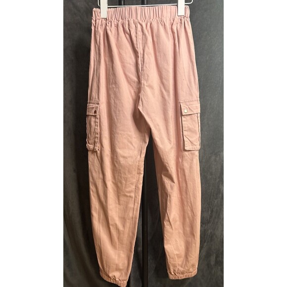PrettyLittleThing Jogger Pants Women 8 Pink Cargo Highrise Elastic Waist Pull on - Picture 4 of 9